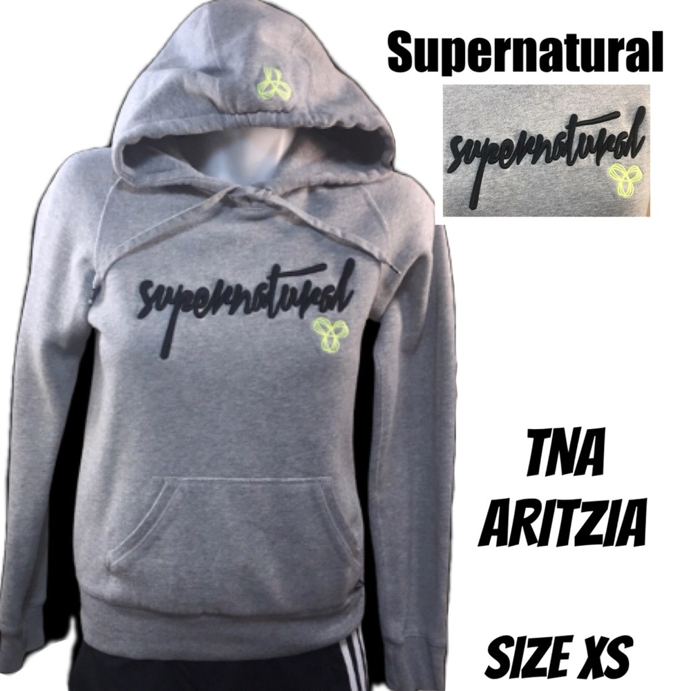 RARE LIMITED EDITION TNA ARITZIA EMBROIDERED SUPERNATURAL HOODIE GREY SIZE XS